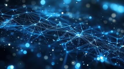 Abstract blue network connecting points, representing technology or science.