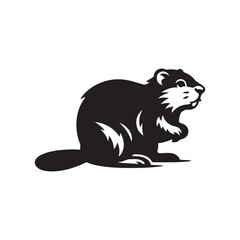 vector illustration of a black beaver