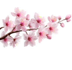 Obraz premium Cherry blossom, pink flowers on a branch, with a transparent background
