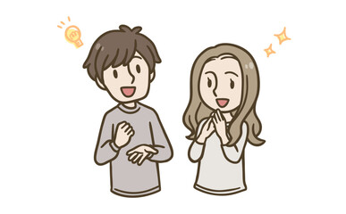 問題が解決した男女のイラスト
