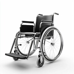 Fototapeta premium Shiny metal wheelchair, isolated on white background. Clean design