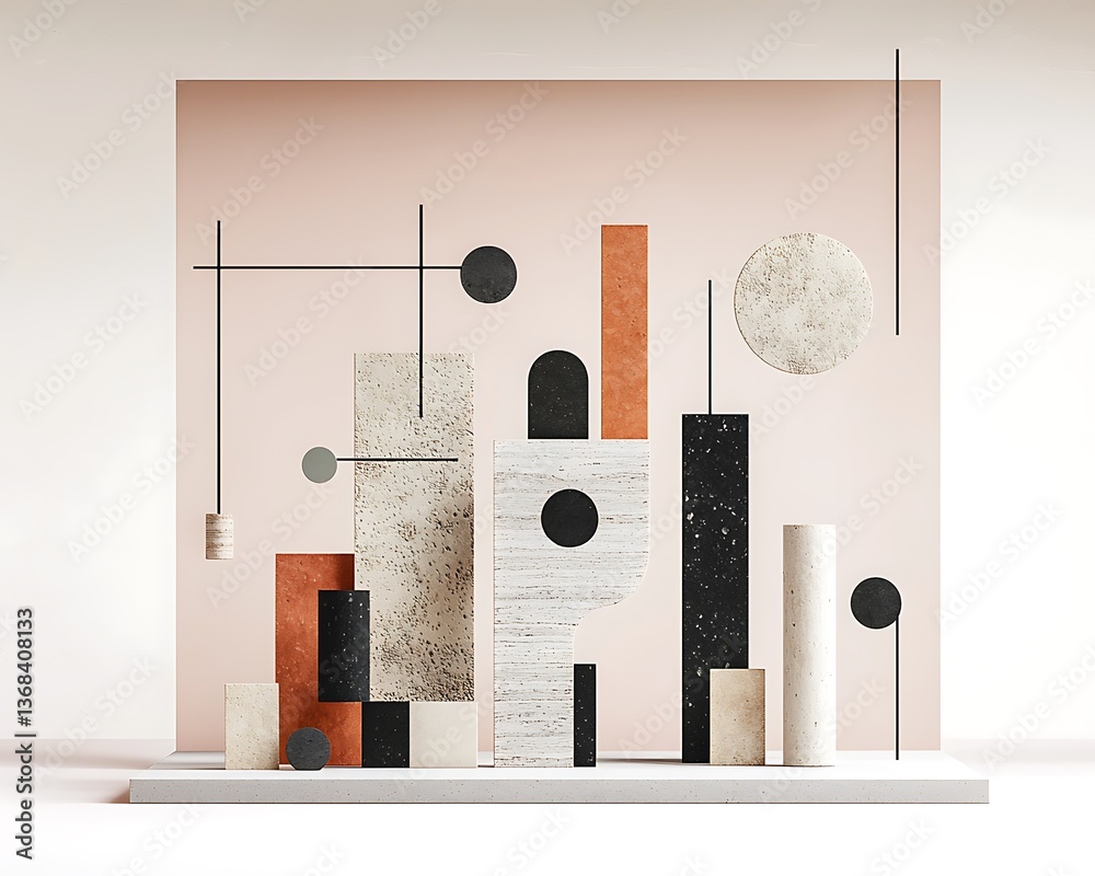 Poster abstract geometric shapes composition minimalist design
