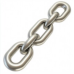 Obraz premium Shiny metallic chain links isolated on a white background. Close-up of strong, connected links