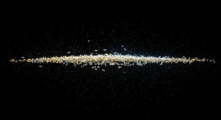 flying particles  rice in slow motion