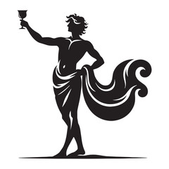 Enigmatic Dionysus silhouette, the wandering god of liberation - Dionysus illustration - Dionysus vector - Greek god silhouette

