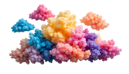 colorful fluffy cloud shapes set artistic composition PNG Image