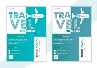 Professional and unique travel flyer template design. modern and clean travel advertising flyer layout design