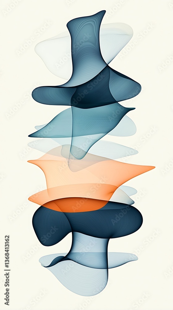 Poster abstract layered shapes cool warm color palette