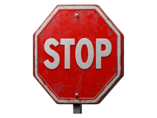 Red STOP sign isolated on transparent background