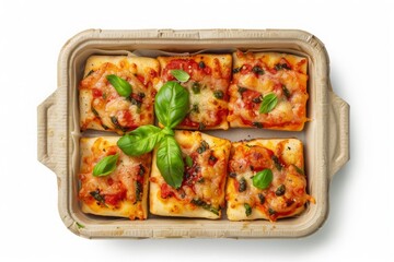 Eco-Friendly Rectangular Container with Delicious Pizza Slices