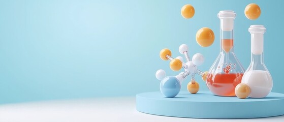 A futuristic, high-tech laboratory scene featuring an isometric 3D digital workspace for web design and scientific research.