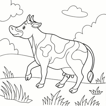 vector illustration of a cow coloring pages