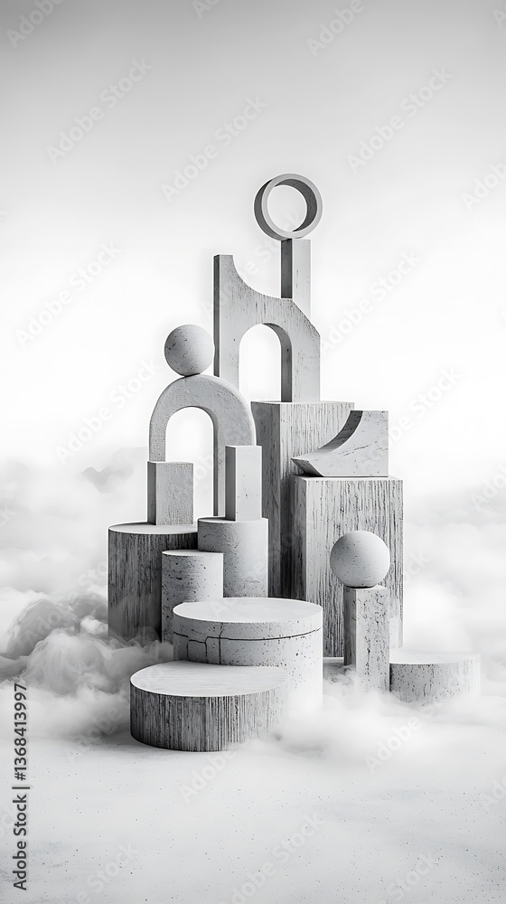 Poster abstract metal objects composition