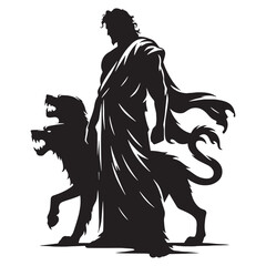 Fototapeta premium Mighty Hades silhouette, wielding his dark power - Hades illustration - Hades vector - Greek god silhouette