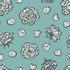 Vector seamless pattern with hand drawn cute roses. Beautiful design for textile, wallpaper, fabric, wrapping paper and backgrounds.
