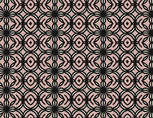 Fototapeta premium Abstract Black and Pink Pattern with Interlocking Oval Shapes and Circular Motifs