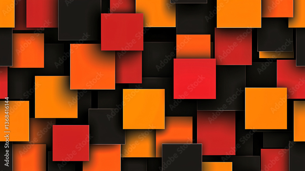 Poster captivating geometric pattern of alternating squares creating a bold visual experience with colorful