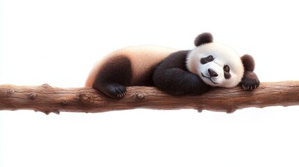 Obraz premium Relaxed panda lounging on a tree branch