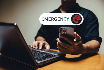 Emergency response action home office digital communication indoor environment close-up view crisis management