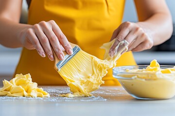 Pastry chef applying icing