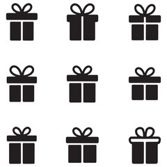 Present gift box icon. Vector isolated elements. Christmas gift icon illustration vector symbol. Surprise present linear design. Stock Silhouette Vector Black. with white background