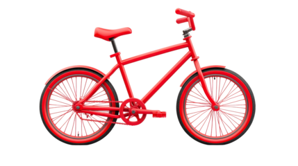 Red retro bicycle vintage, isolated design element, cut out transparent