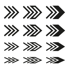 Fast forward arrows. Speed motion symbol. Acceleration direction icon. Vector illustration.
