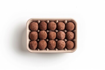 Eco-Friendly Rectangular Container Filled with Round Chocolate Treats