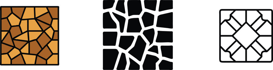Irregular Stone Patterns Brown, Black, and White Tile Designs