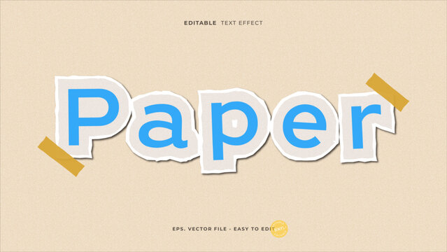 Paper cut text effect, editable realistic paper cut out text style.
