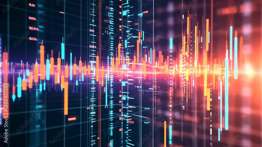 Poster dynamic stock trading background with vibrant data visuals generative ai