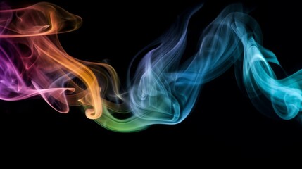 Obraz premium Colorful smoke waves on a black background.