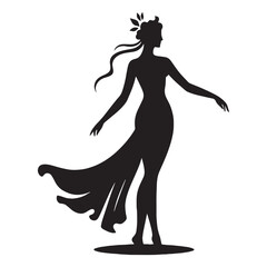 Hallowed Hera silhouette, embodying honor and justice - Hera illustration - Hera vector - Greek goddess silhouette

