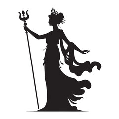 Mystic Hera silhouette, shrouded in divine elegance - Hera illustration - Hera vector - Greek goddess silhouette

