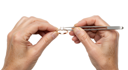  Skilled jeweler working on intricate jewelry isolated on a transparent background