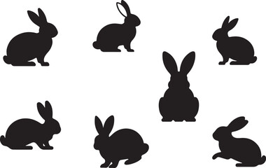 set of Rabbit vector silhouette illustration