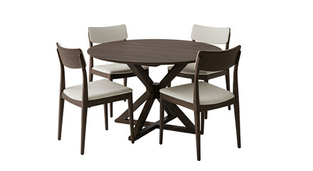 Table with Four Chairs on Transparent Background