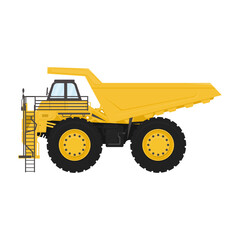 yellow mining truck. dump truck. heavy duty truck. vector illustration. mining theme. driver. operator. job