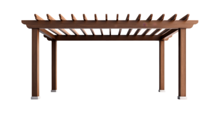 Wooden pergola design, architecture structure element, cut out transparent