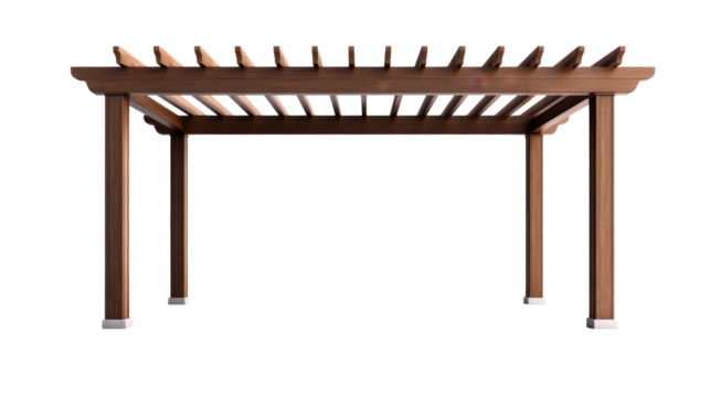 Wooden pergola design, architecture structure element, cut out transparent