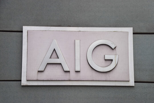 General view of the sign at AIG Insurance on March 25 2025 in London, UK