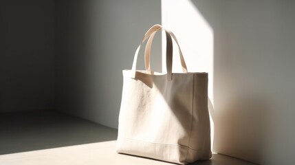 Minimalist tote bag in soft sunlight.