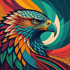 Fototapeta premium abstract colorful background with bird