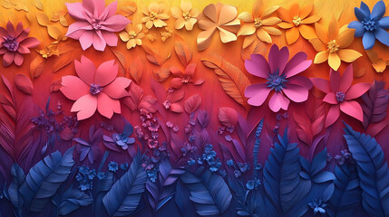 Beautifully crafted paper art showcasing nature's elements, including intricate paper flowers, trees, and animals, brought to life with delicate layers and vibrant colors. The art evokes a sense 