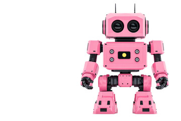 Naklejka premium Fun pink robot with antennas and camera eyes, cut out transparent
