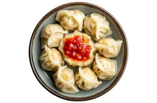 Veg steam momo. Nepalese Traditional dish Momo stuffed with vegetables and the cooked and served with sauce over a rustic wooden background, selective focus, Image for the restaurant menu?