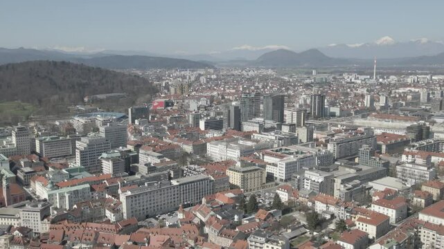 aerial view of Ljublana city in Slovenia