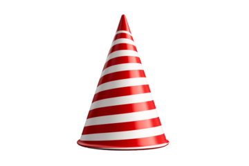Party hat red white stripes, celebration, festive, birthday, cut out transparent