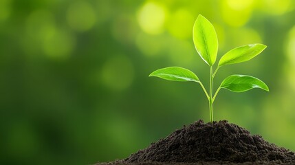 New life emerging, tiny plant sprouting from the soil, symbolizing growth and nature's resilience