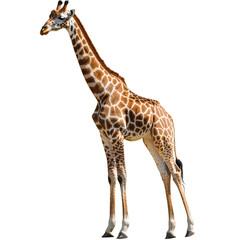 Naklejka premium Giraffe standing on the ground, full body, transparent background PNG 